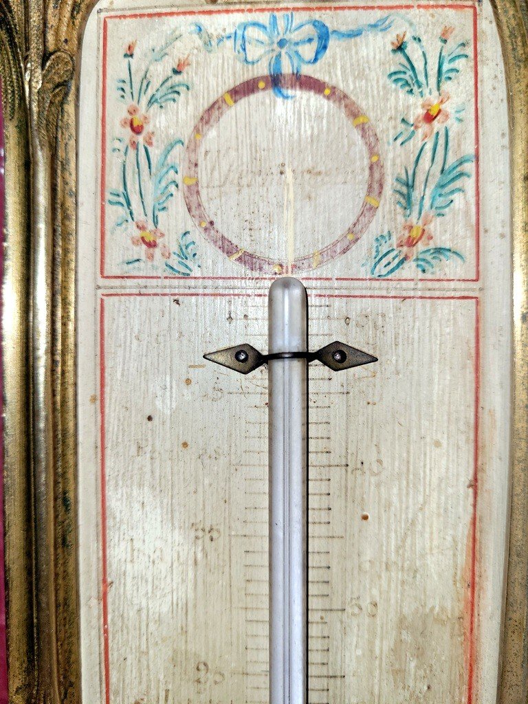 Large Louis XV Thermometer In Bronze And Painted Wood - 1st Half 19th Century -photo-4