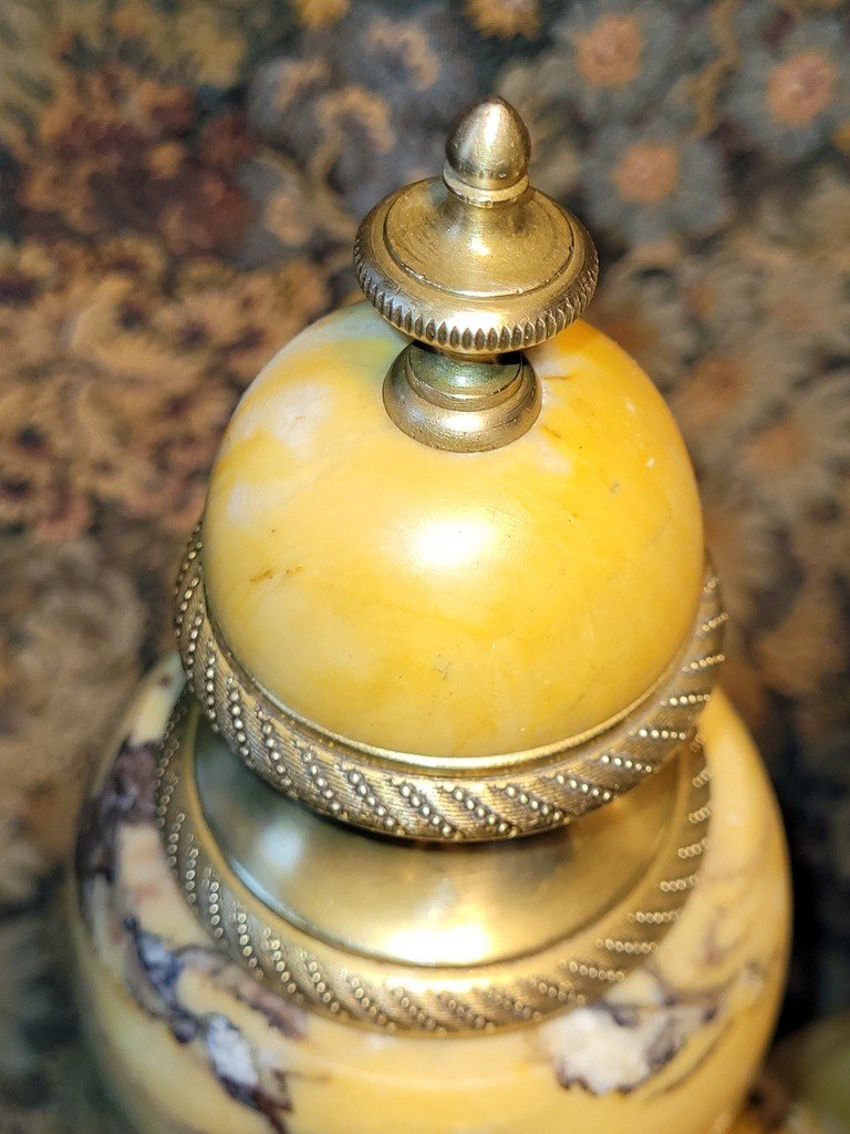 Pair Of Urn-shaped Cassolettes In Bronze And Siena Marble - 19th Century  -photo-5