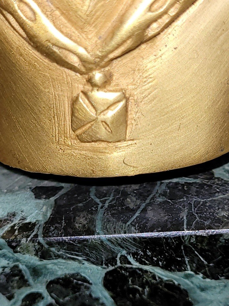  "henry Iv" Bronze Bust On Sea Green Marble Base-photo-4