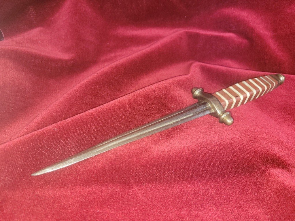  Large Hunting Dagger With A Handle Made Of Marble Rings - 19th Century-photo-2