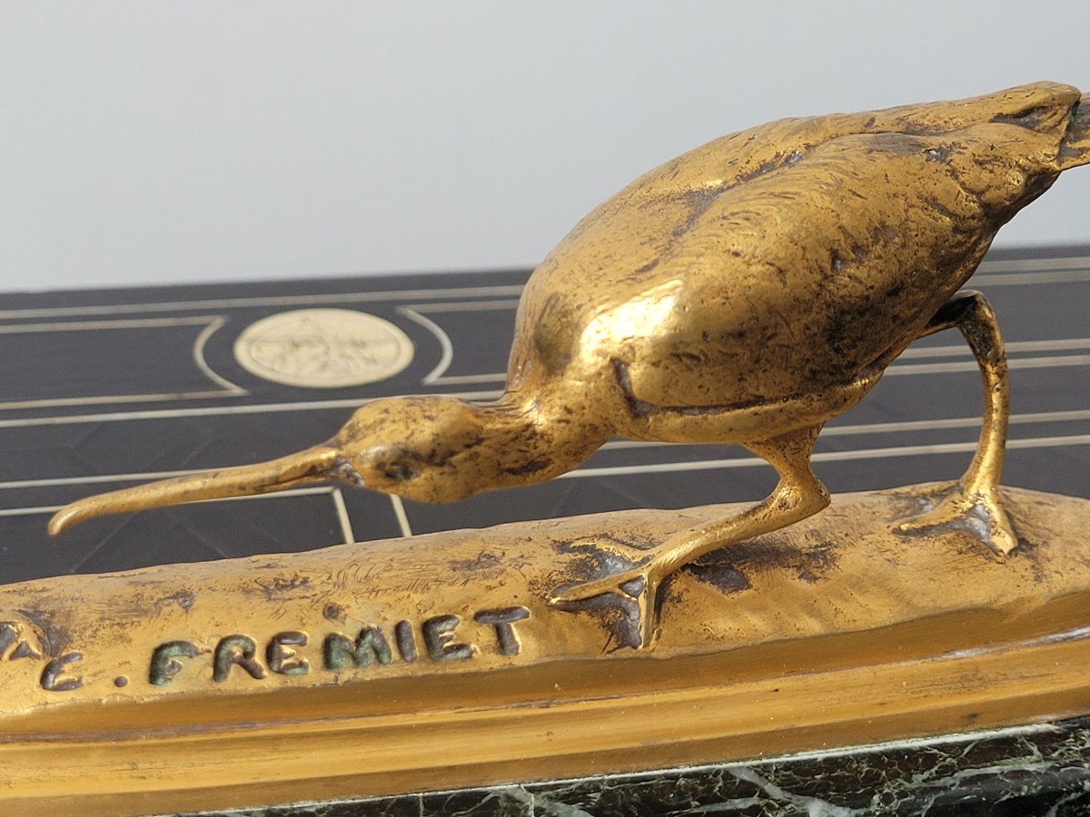E. Frémiet "the Curlew And The Frog" Bronze Ferdinand Barbedienne 19th Century-photo-4