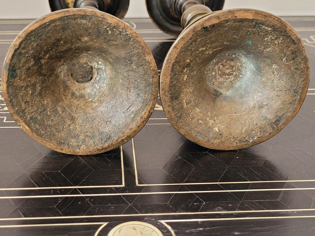 Pair Of High Period Candlesticks - 16th Century -photo-4
