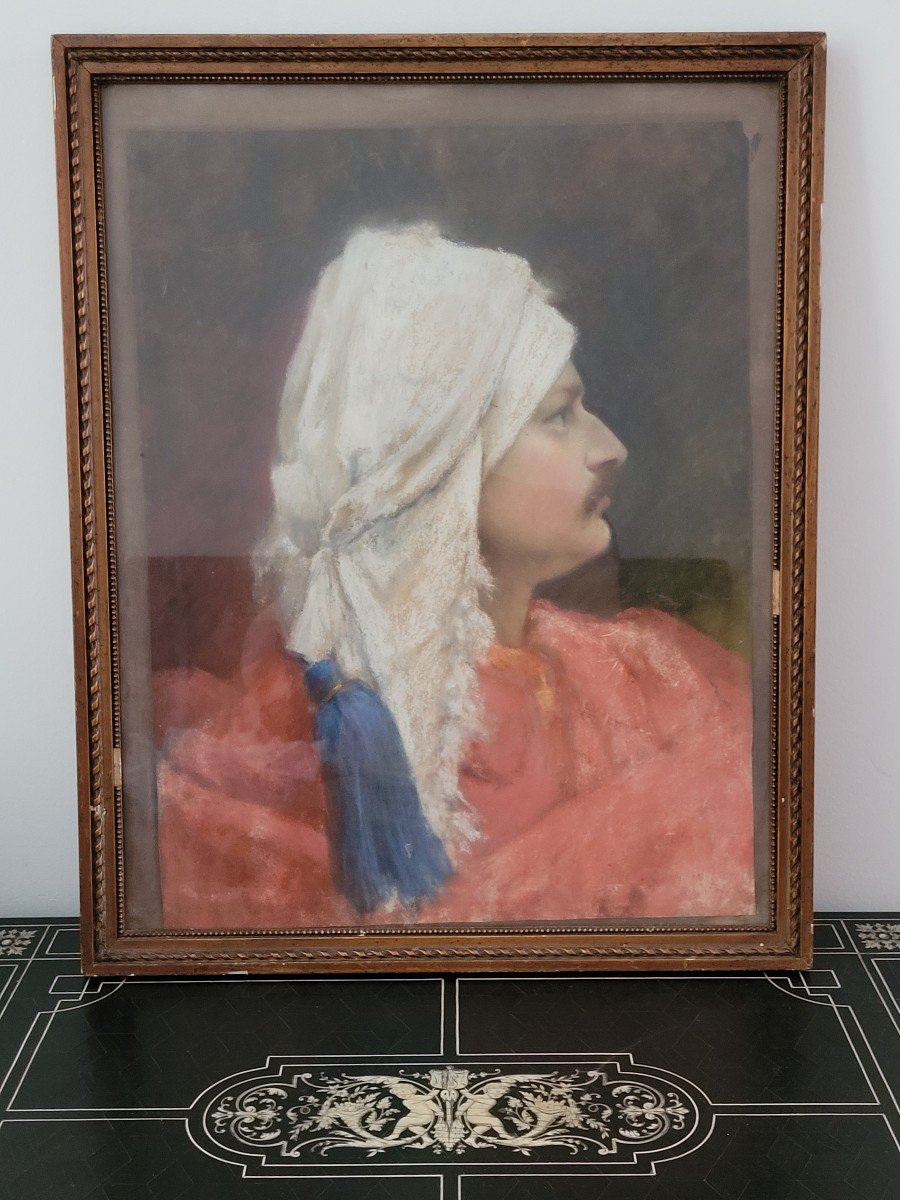 Portrait orientaliste Pastel XIXe Si&egrave;cle