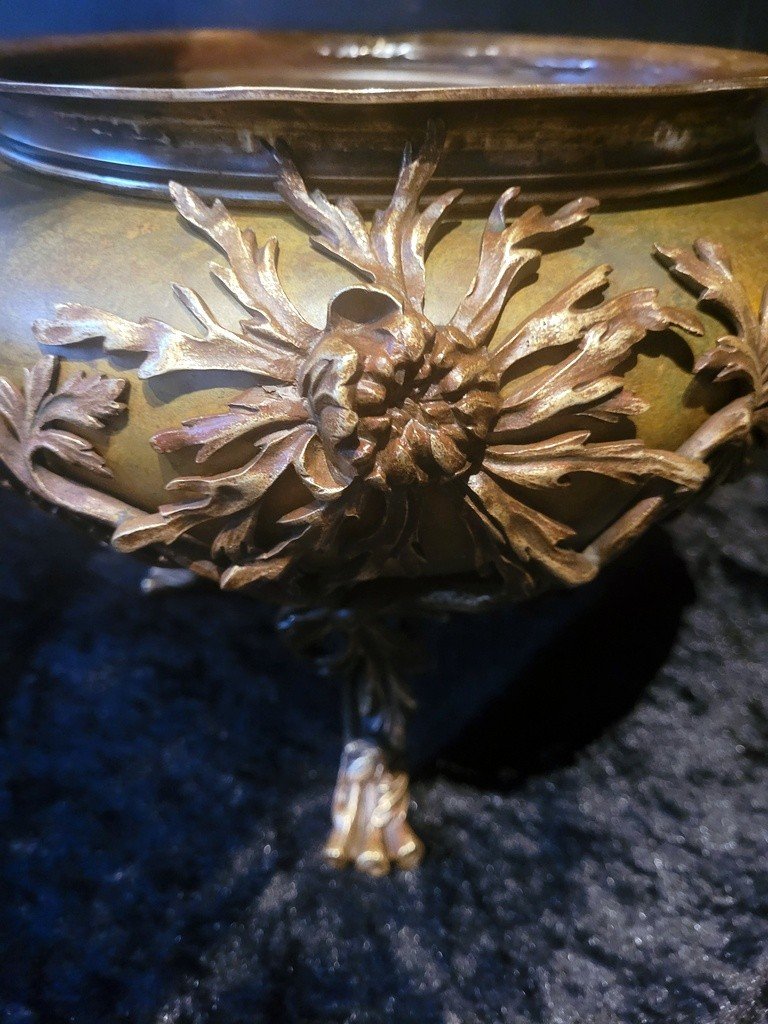 Important Planter Decorated With Thistles In Bronze From The Art Nouveau Period -photo-2