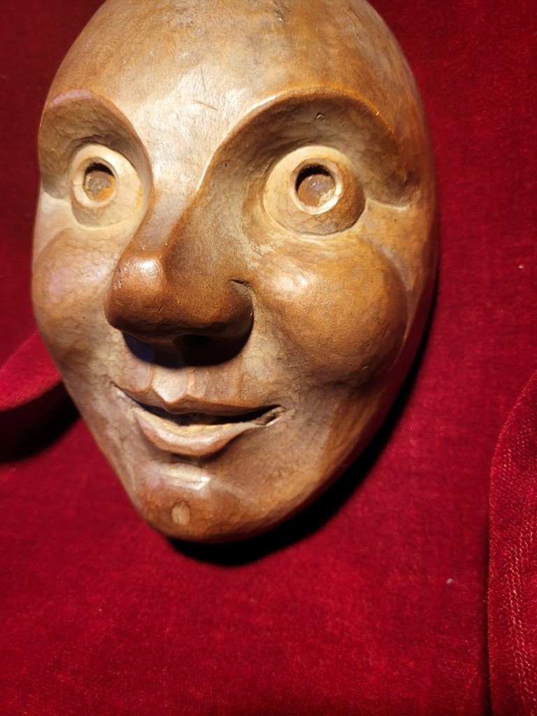 Masque de Th&eacute;&acirc;tre &quot; N&ocirc; &quot; en Bois sculpt&eacute; - Japon  Datant de la fin du XIXe Si&egrave;cle-photo-2