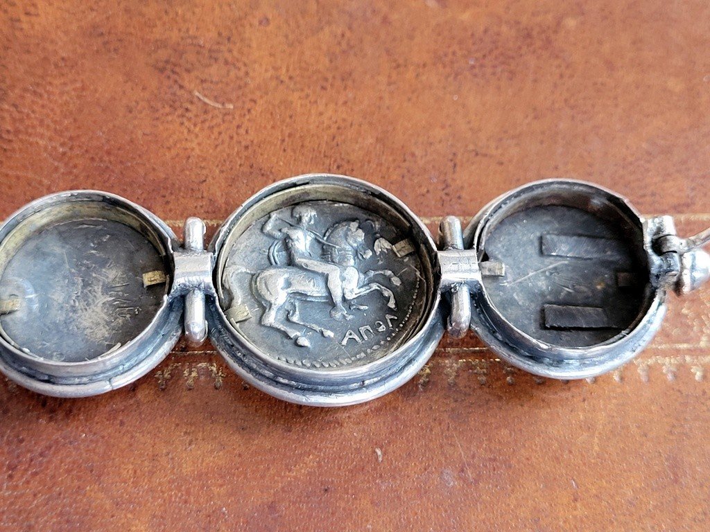 Broche avec Pi&egrave;ce romaine - Argent &amp; Or - XIXe Si&egrave;cle -photo-2