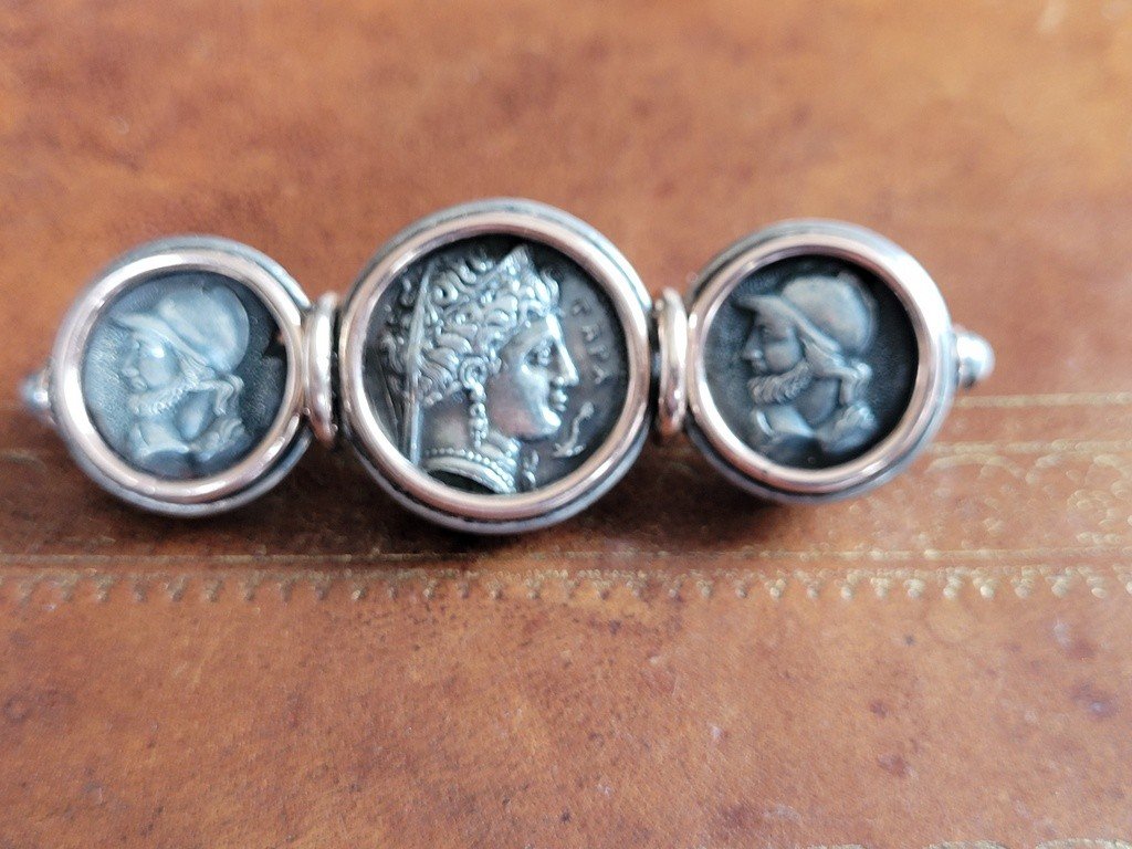 Broche avec Pi&egrave;ce romaine - Argent &amp; Or - XIXe Si&egrave;cle -photo-6