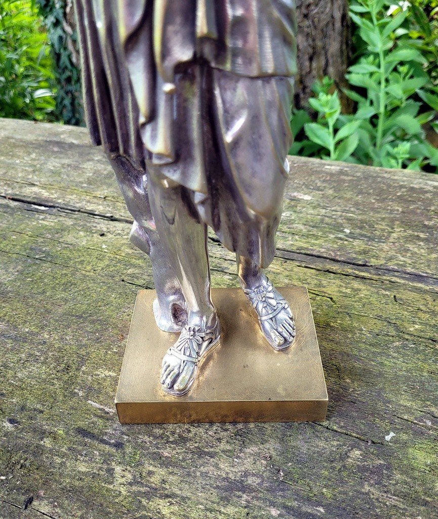  "diane De Gabies" Large Sculpture In Silvered Bronze - 19th Century -photo-3