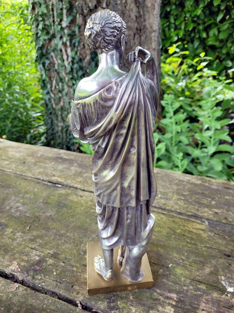  "diane De Gabies" Large Sculpture In Silvered Bronze - 19th Century -photo-2