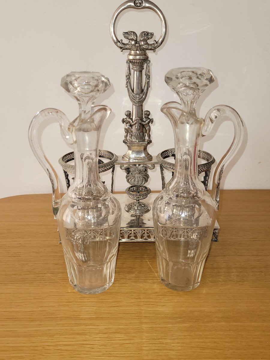 Cruet Vinegar Cruet In Sterling Silver - Old Man And Céres - Early 19th Century-photo-3