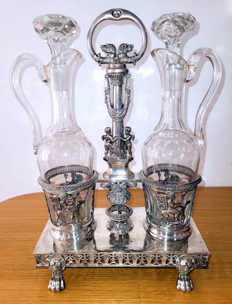 Cruet Vinegar Cruet In Sterling Silver - Old Man And Céres - Early 19th Century