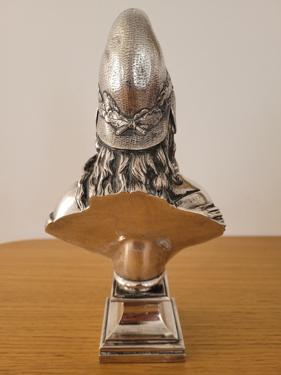 Sculpture Buste de &quot; Marianne &quot; sur pied en Bronze Argent&eacute;  datant de la fin du XIXe Si&egrave;cle -photo-2