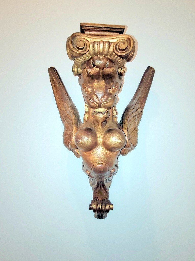  Console &quot; Griffon &quot; en Bois Sculpt&eacute; Dor&eacute; - XIXe Si&egrave;cle-photo-2