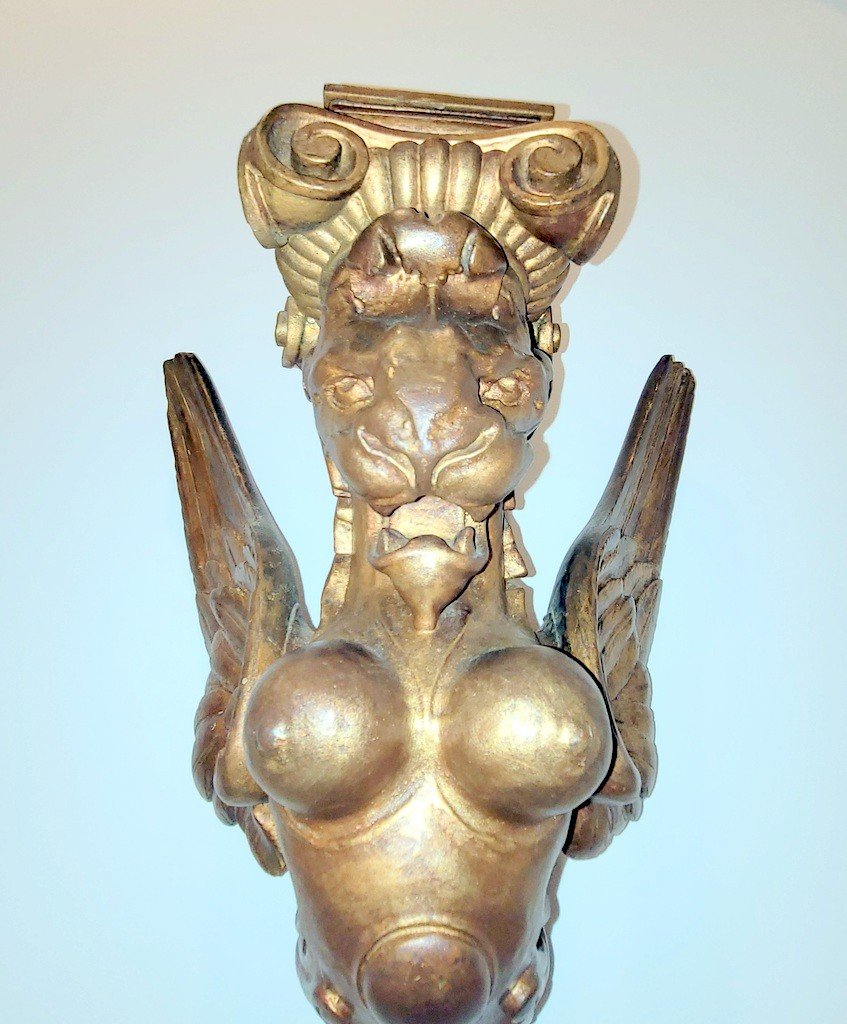  Console &quot; Griffon &quot; en Bois Sculpt&eacute; Dor&eacute; - XIXe Si&egrave;cle-photo-1