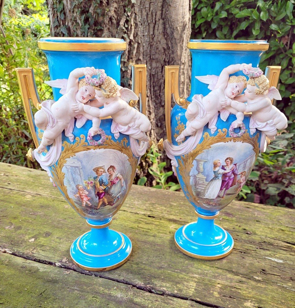 Paire de Vases en Porcelaine de Sèvres - XIXe Siècle .