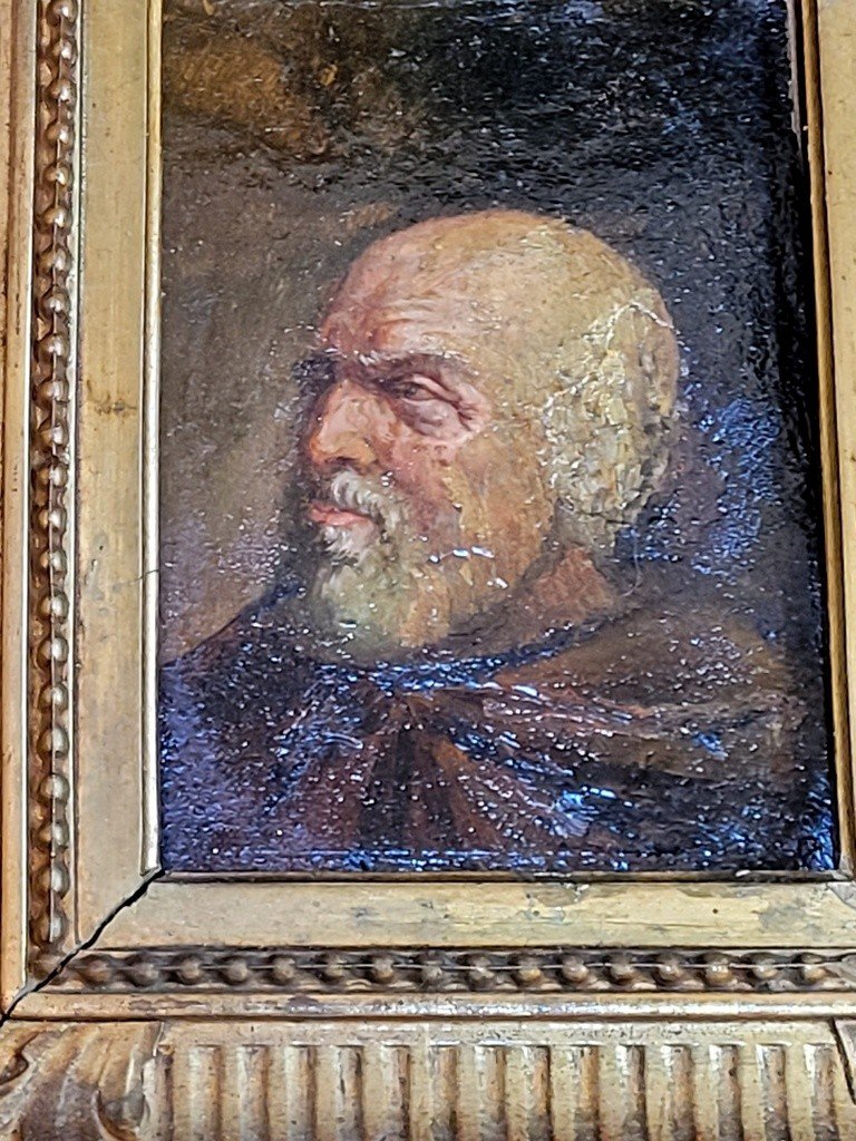 Portrait Of A Man - Oil On Panel - French School Of The 18th-19th Century In Gilded Frame -photo-2