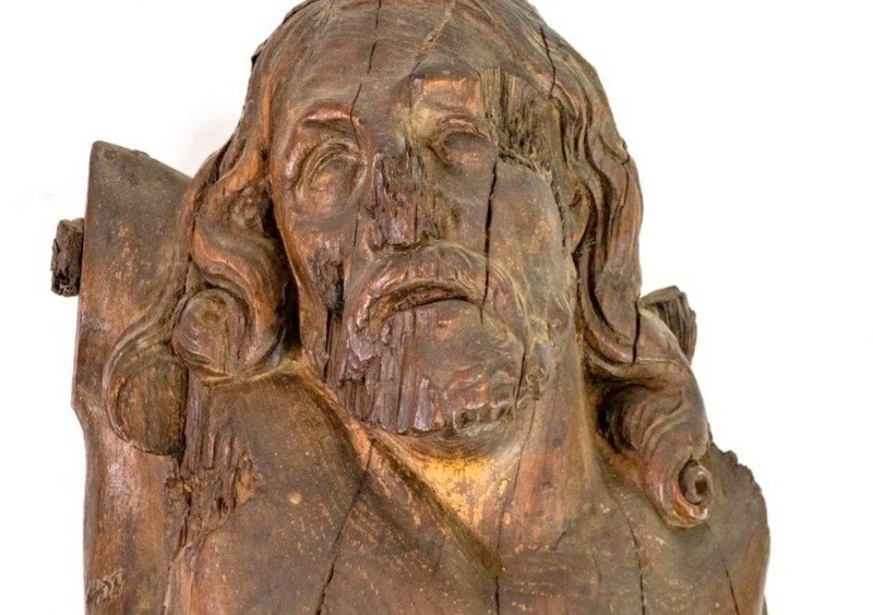 &quot; Christ de la Crucifixion &quot; - Grande Sculpture en bois du XVIe Si&egrave;cle-photo-4
