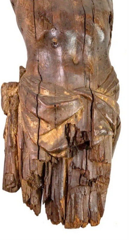 &quot; Christ de la Crucifixion &quot; - Grande Sculpture en bois du XVIe Si&egrave;cle-photo-1