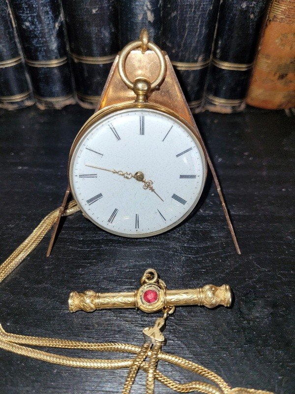  Montre Gousset et sa Gileti&egrave;re en OR - XIXe Si&egrave;cle-photo-2