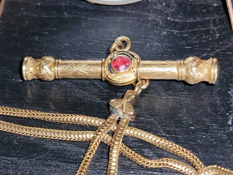  Montre Gousset et sa Gileti&egrave;re en OR - XIXe Si&egrave;cle-photo-3