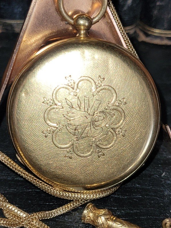  Montre Gousset et sa Gileti&egrave;re en OR - XIXe Si&egrave;cle-photo-1