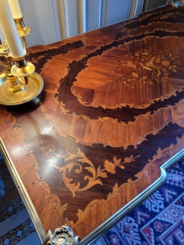 Grand Bureau Louis XV en Marqueterie - XIXe Si&egrave;cle-photo-3