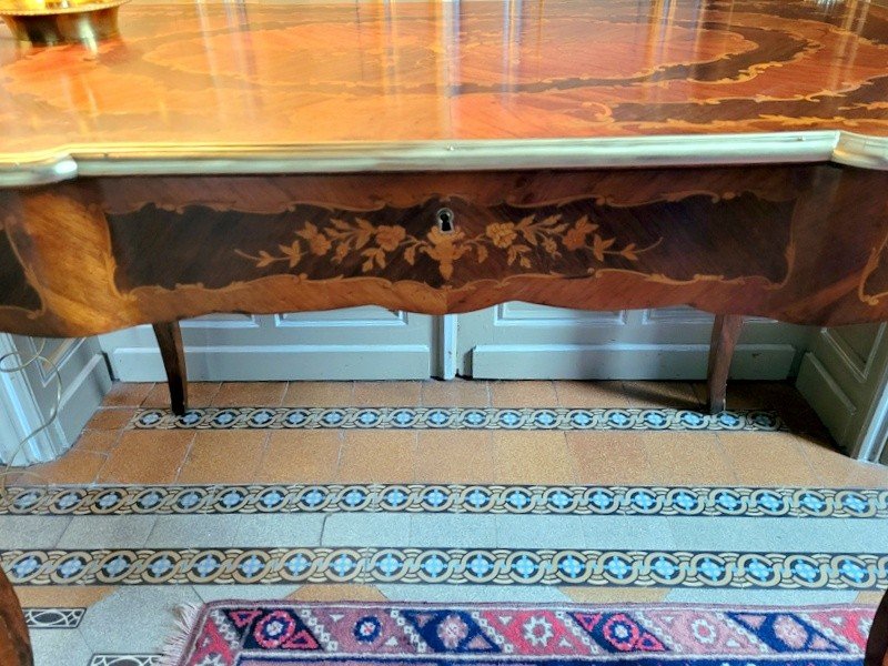 Grand Bureau Louis XV en Marqueterie - XIXe Si&egrave;cle-photo-1