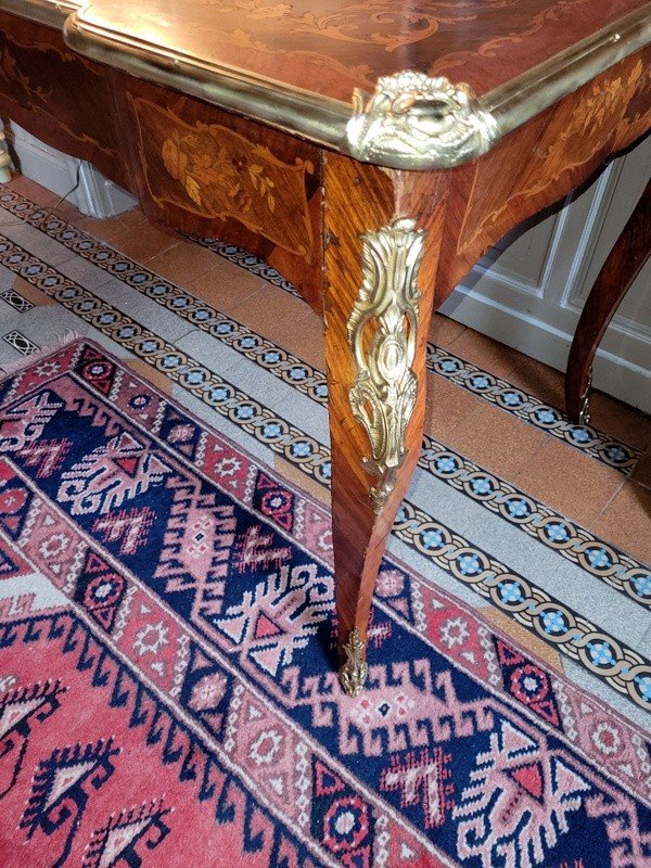 Grand Bureau Louis XV en Marqueterie - XIXe Si&egrave;cle-photo-2