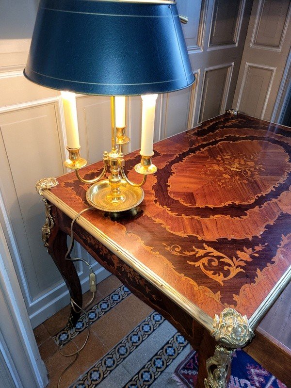 Grand Bureau Louis XV en Marqueterie - XIXe Si&egrave;cle-photo-5
