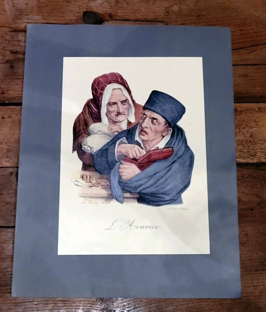  LOUIS-LEOPOLD BOILLY (1761-1845) 7 p&ecirc;ch&eacute;s capitaux Lithographies couleur-photo-3