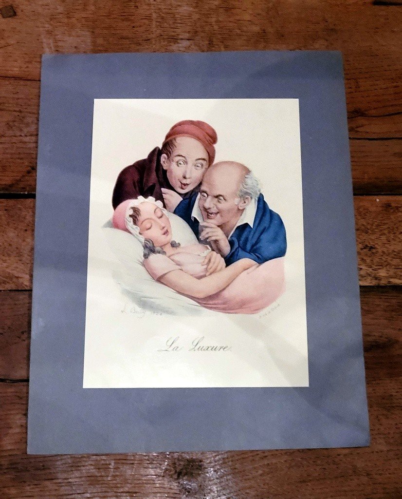  LOUIS-LEOPOLD BOILLY (1761-1845) 7 p&ecirc;ch&eacute;s capitaux Lithographies couleur-photo-4