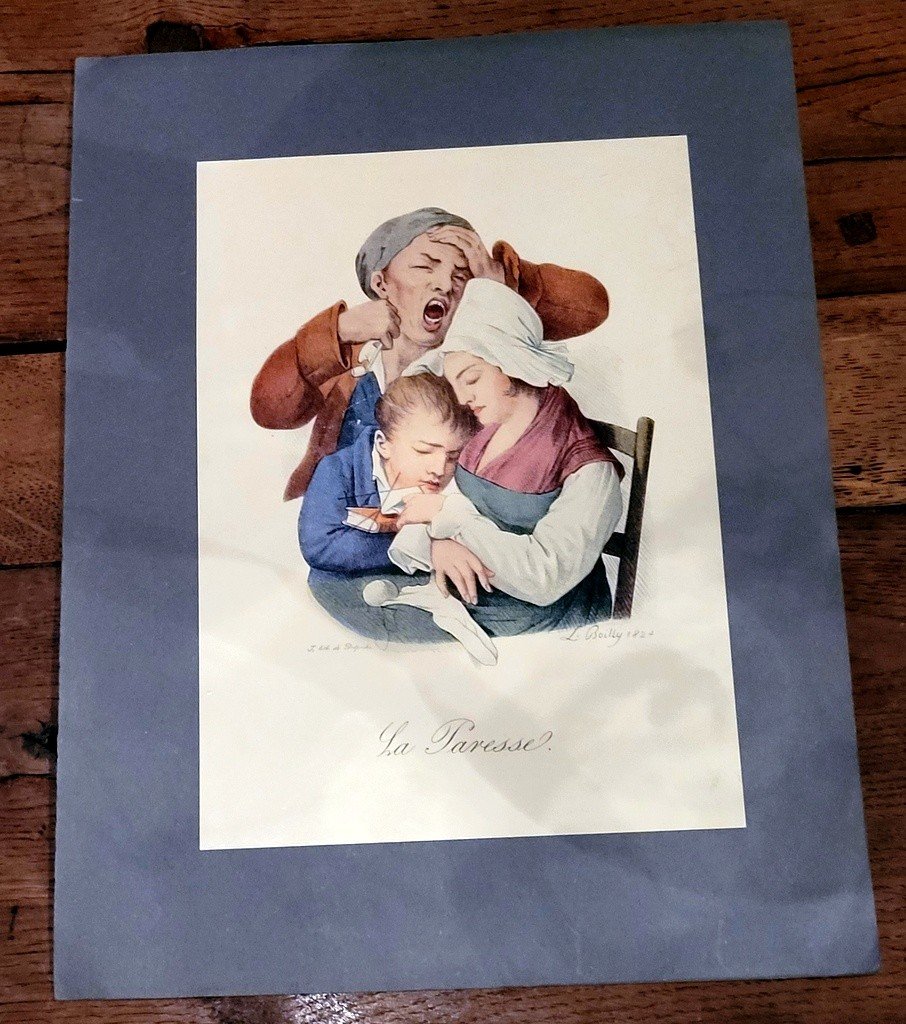  LOUIS-LEOPOLD BOILLY (1761-1845) 7 p&ecirc;ch&eacute;s capitaux Lithographies couleur-photo-3