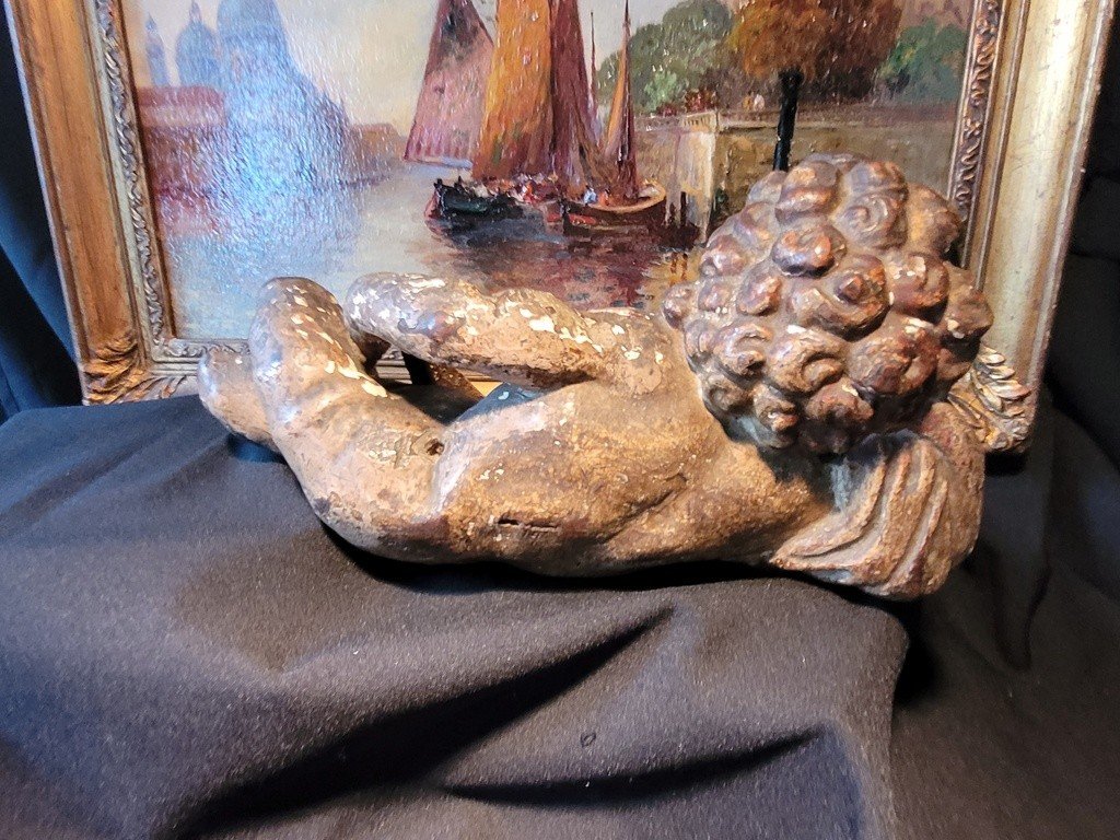  Angelot en Bois sculpt&eacute; - Travail Italien -  Epoque XVIIIe Si&egrave;cle -photo-1