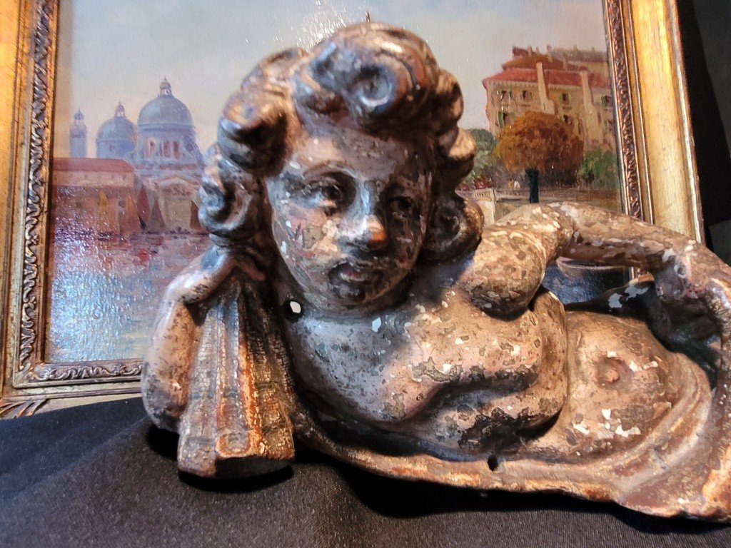  Angelot en Bois sculpt&eacute; - Travail Italien -  Epoque XVIIIe Si&egrave;cle -photo-4