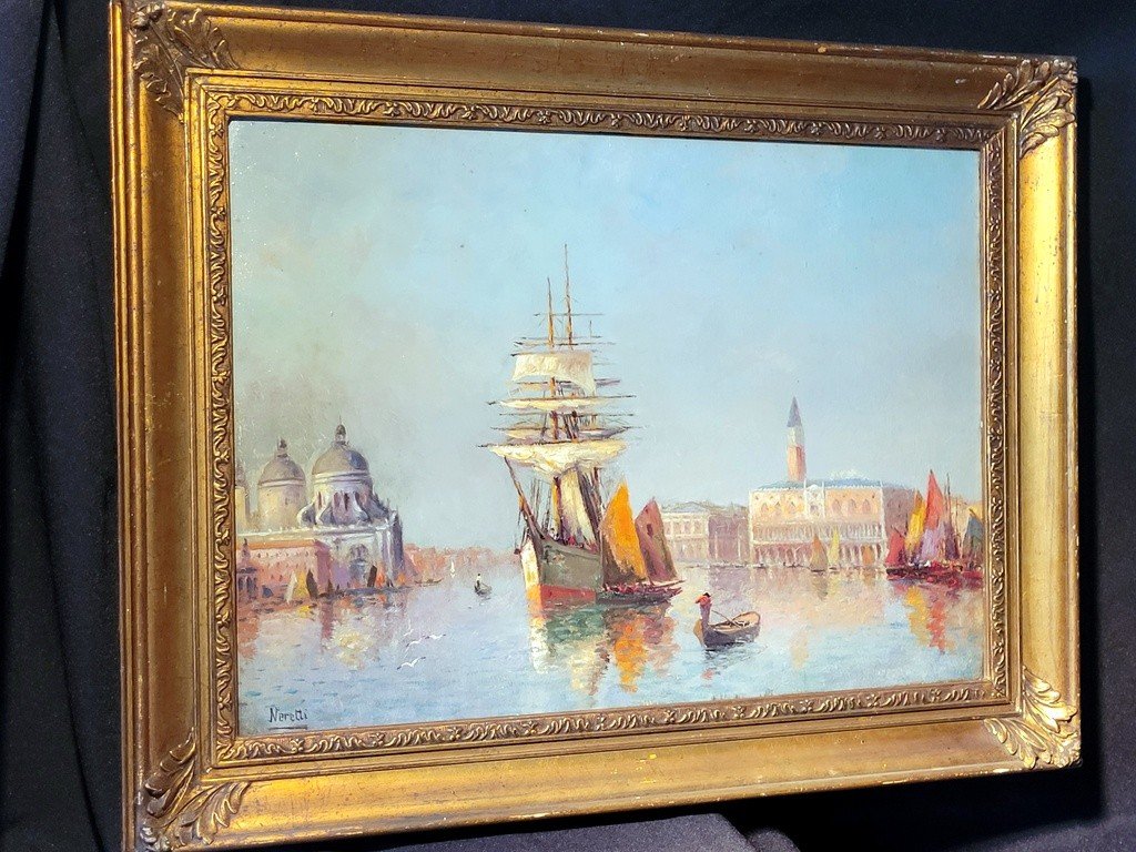 Tableau  " Vue de Venise " Huile sur panneau Signé Neretti