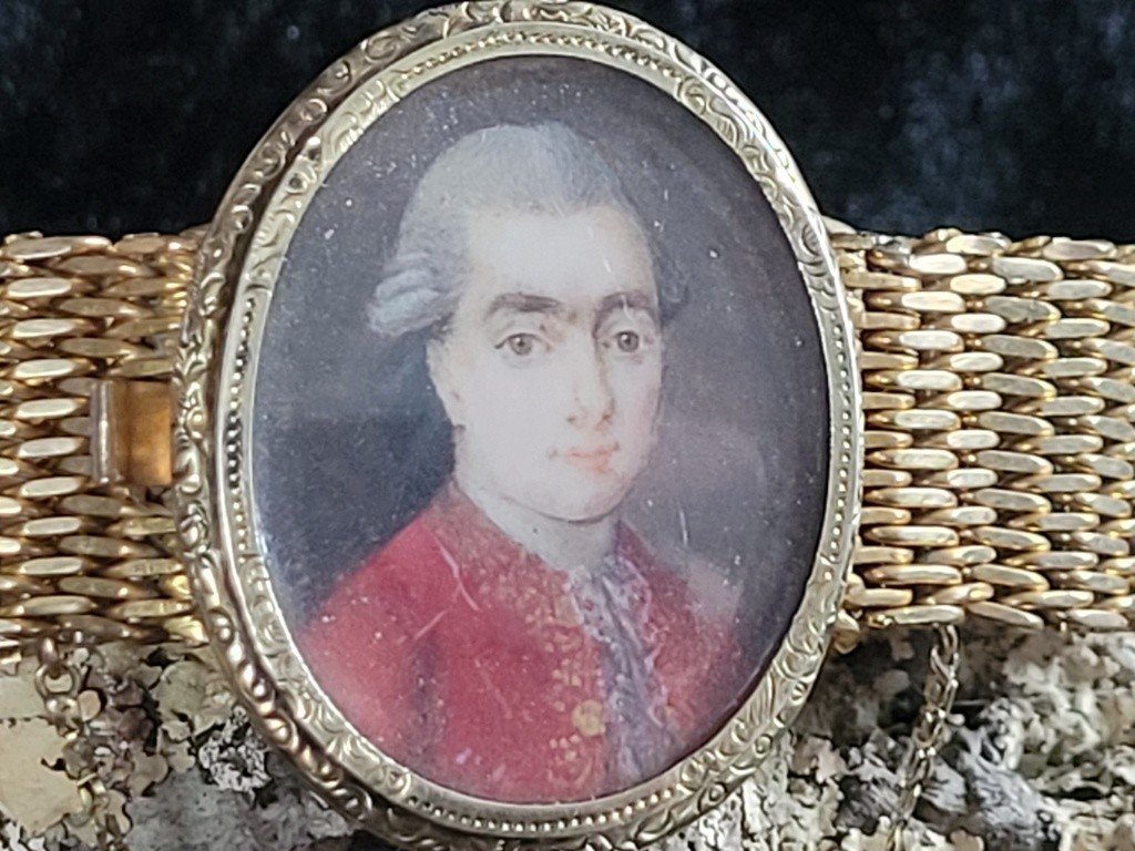  Bracelet avec Fermoir &quot; Portrait d&#039;un Noble &agrave; la Perruque grise &quot; XVIIIe - Epoque Louis XVI-photo-3