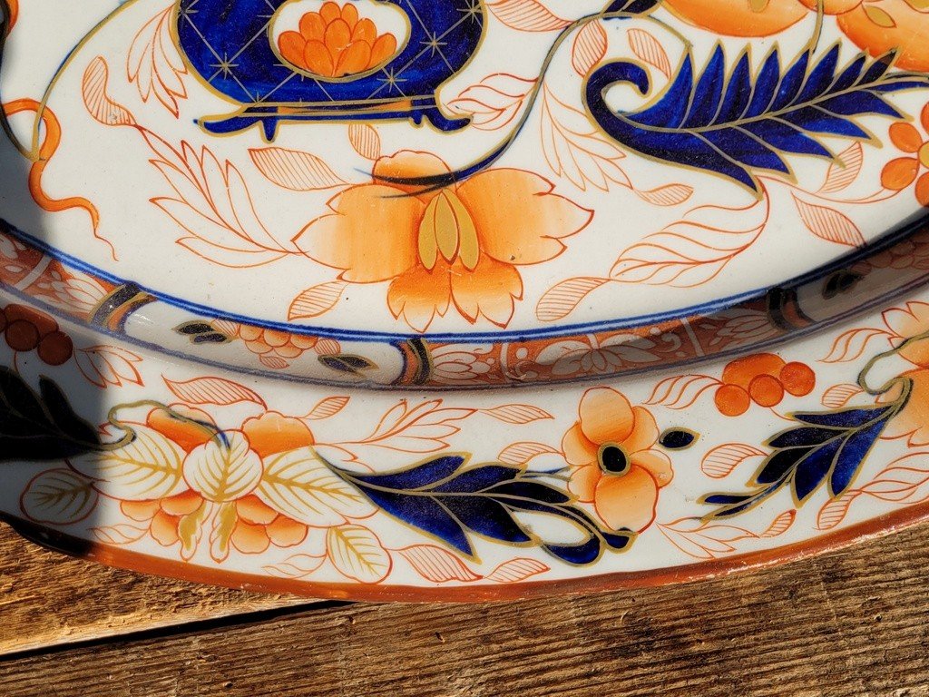  China 19th Century - Large Oval Polychrome Porcelain Dish With Imari Decoration -photo-4