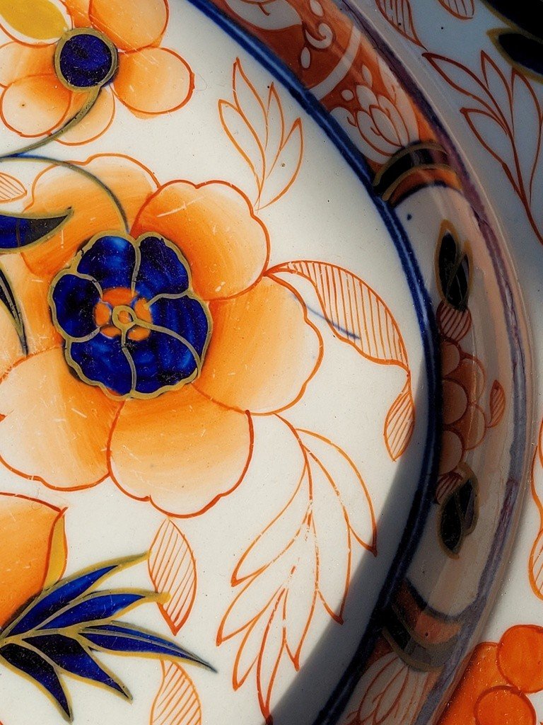  China 19th Century - Large Oval Polychrome Porcelain Dish With Imari Decoration -photo-3