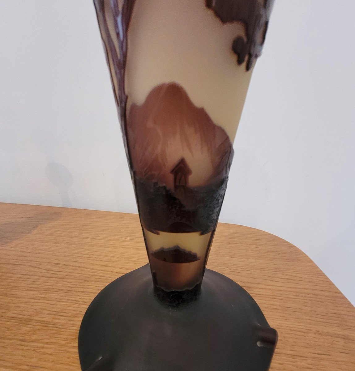 &quot;Grand Pied de Lampe &quot; en P&acirc;te de Verre d&eacute;gag&eacute;e &agrave; l&#039;acide .Sign&eacute; La Roch&egrave;re .D&eacute;but XXe-photo-3