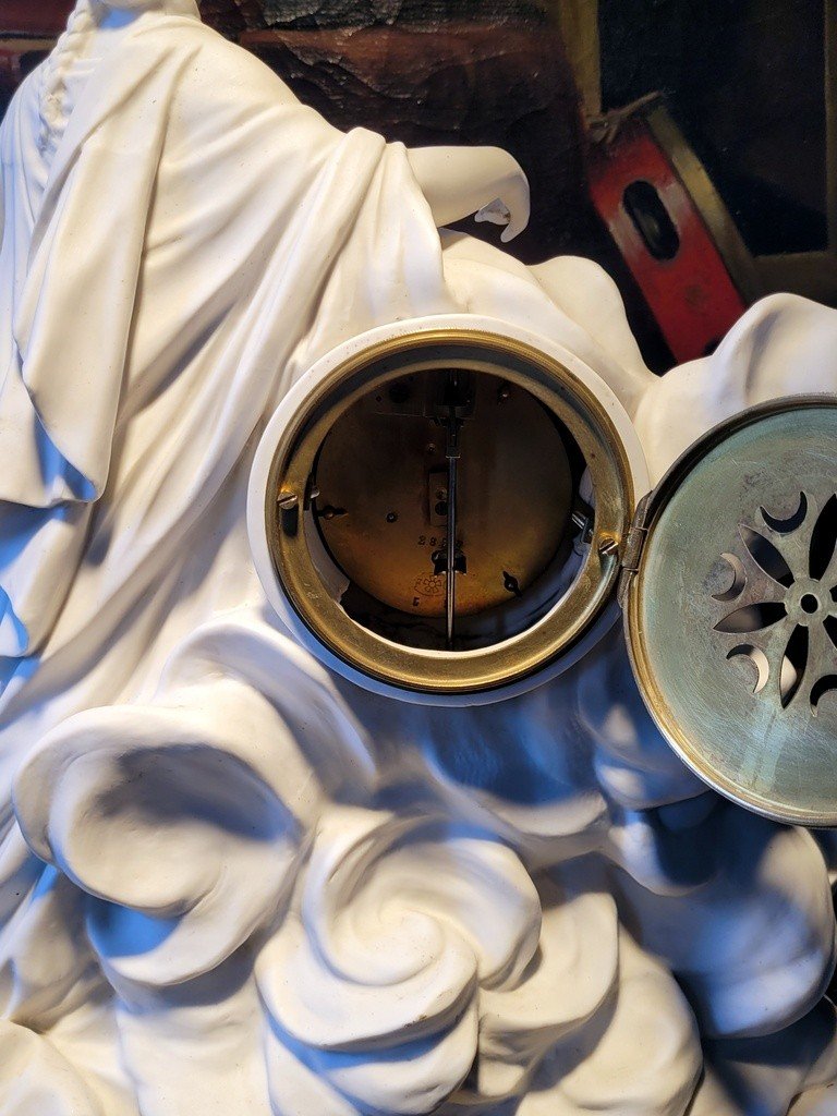  "allegory Of The Night Group" Clock In Sèvres Biscuit Porcelain Signed - 19th Century-photo-4