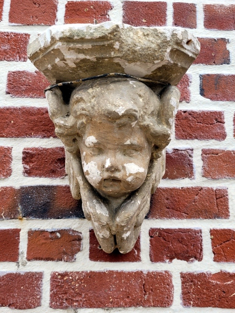  Plaster "angelot" Wall Console - 19th Century