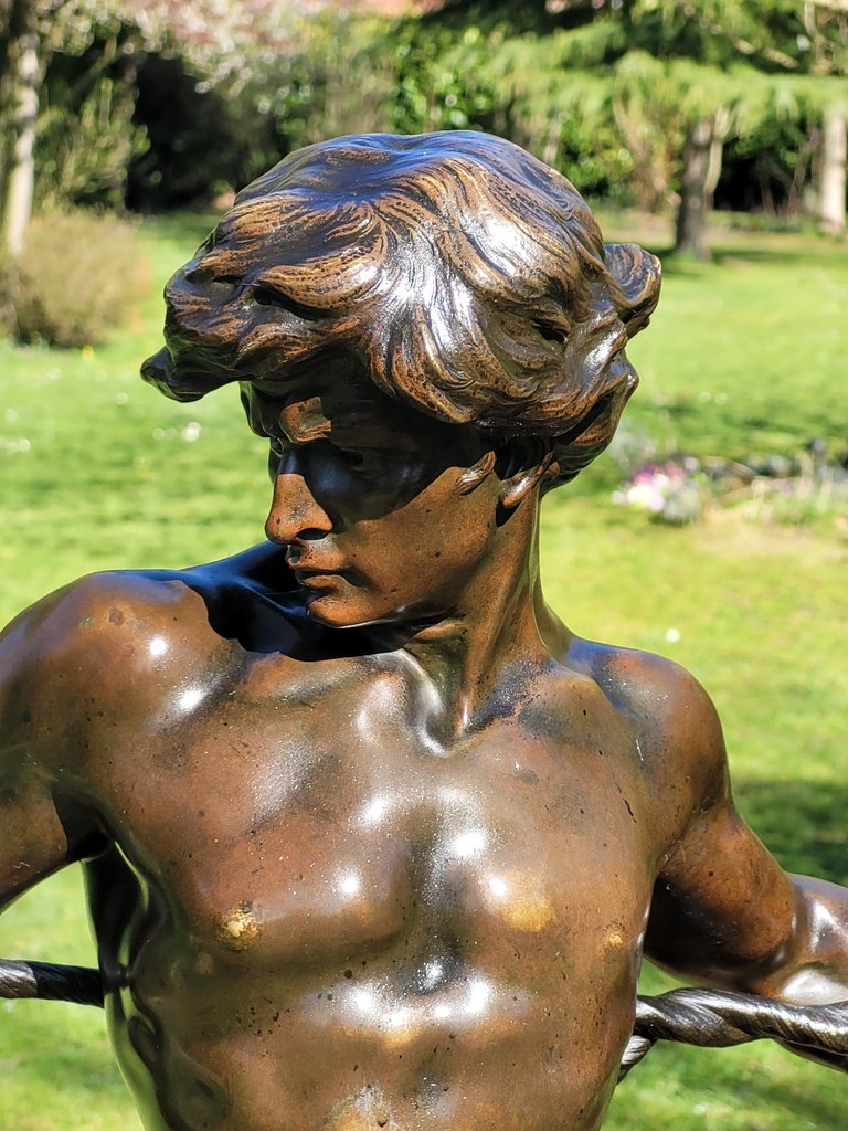  Henri Désiré Gauquie (1858-1927) "nil Virtuti Invium" Signed Bronze -photo-3