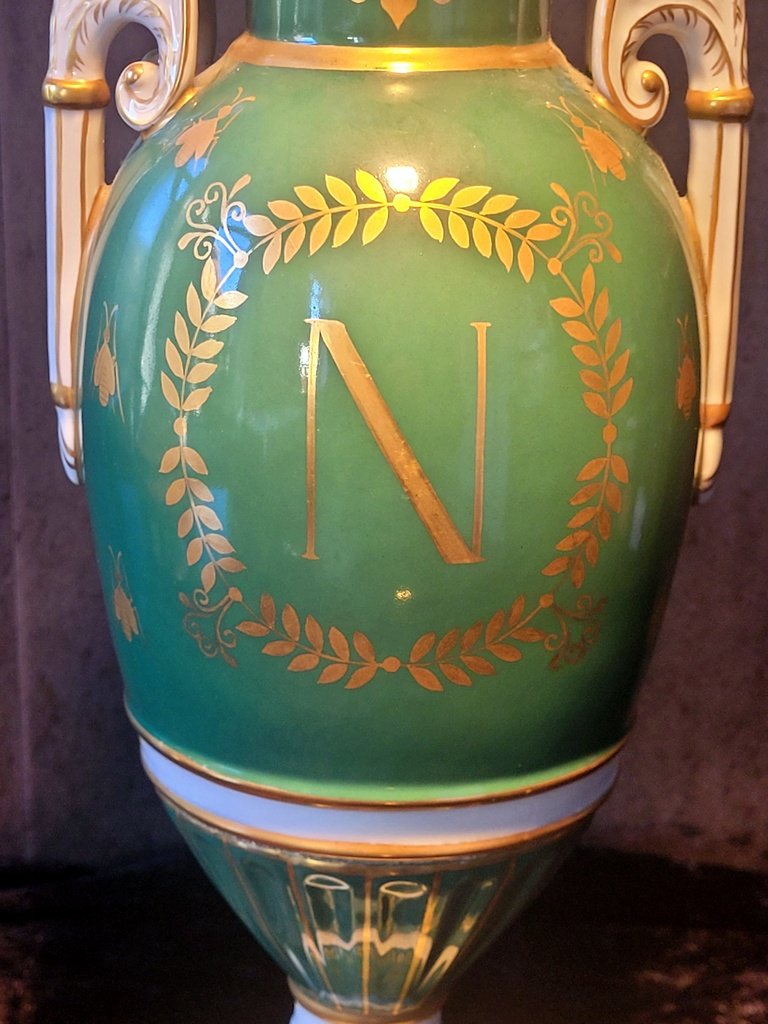  Large Empire Vase In Paris Porcelain, Signed - 19th Century-photo-2