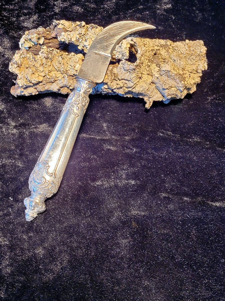 Couteau Coupe Plume ou Muselet en Argent Massif - XIXe Siècle-photo-2