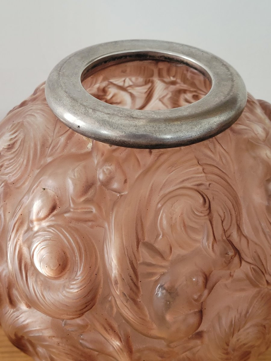 Georges Dumoulin - Glass And Silver Squirrel Vase - Art Deco -photo-4