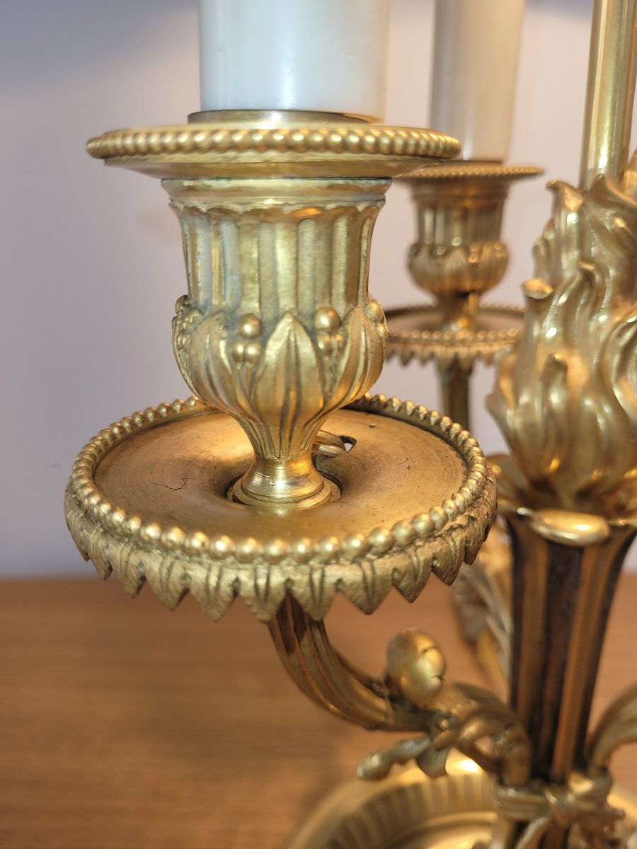 Grande Lampe Bouillotte Louis XVI en Bronze - XIXe Siècle -photo-4