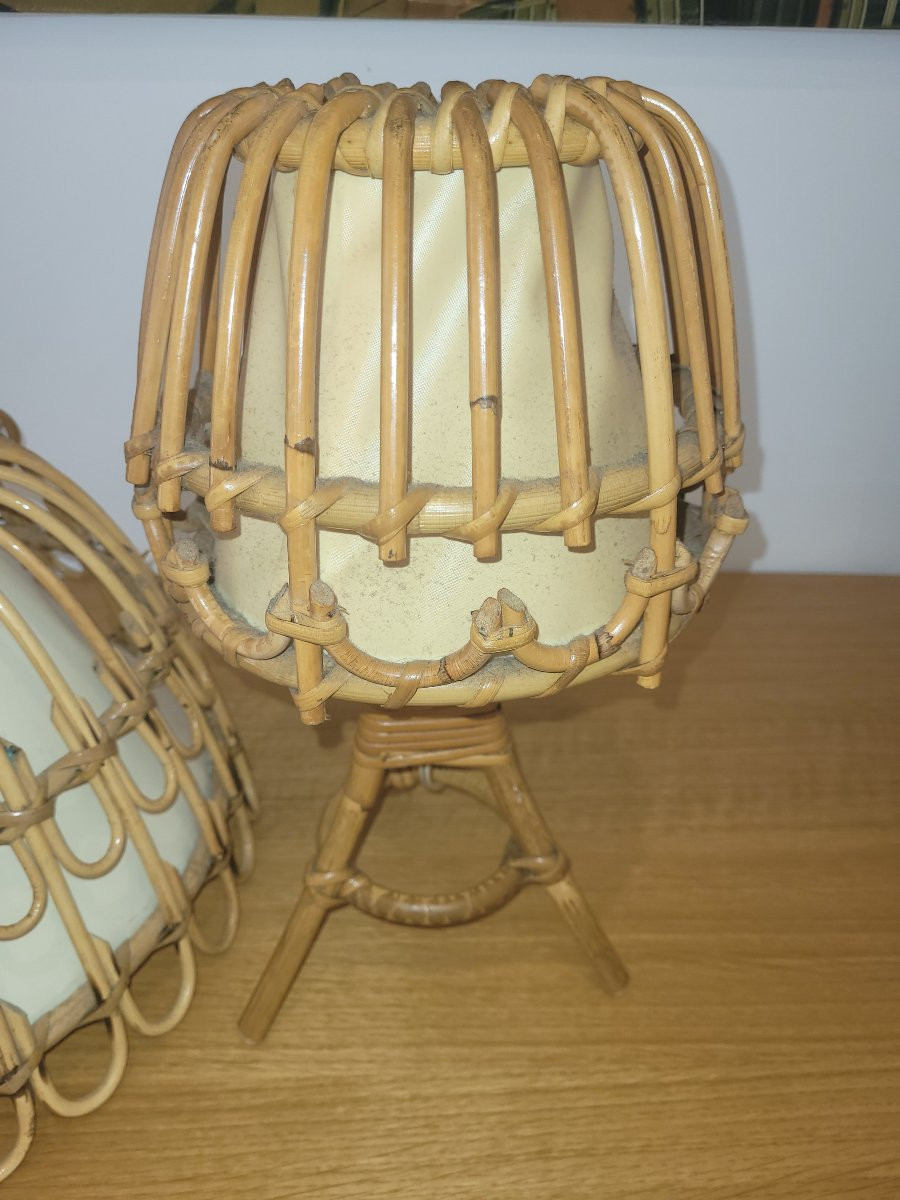 Pair Of Louis Sognot Bedside Tables And Pendant Lights - 1950s-photo-2