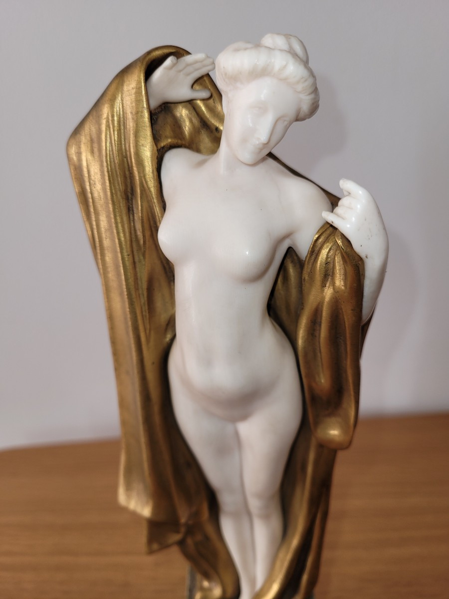 Louis Sosson Chryselephantine "the Awakening" Art Nouveau Height 28 Cm-photo-2