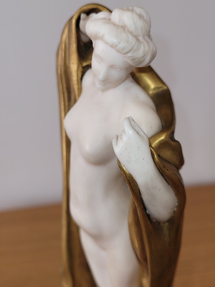 Louis Sosson Chryselephantine "the Awakening" Art Nouveau Height 28 Cm-photo-6
