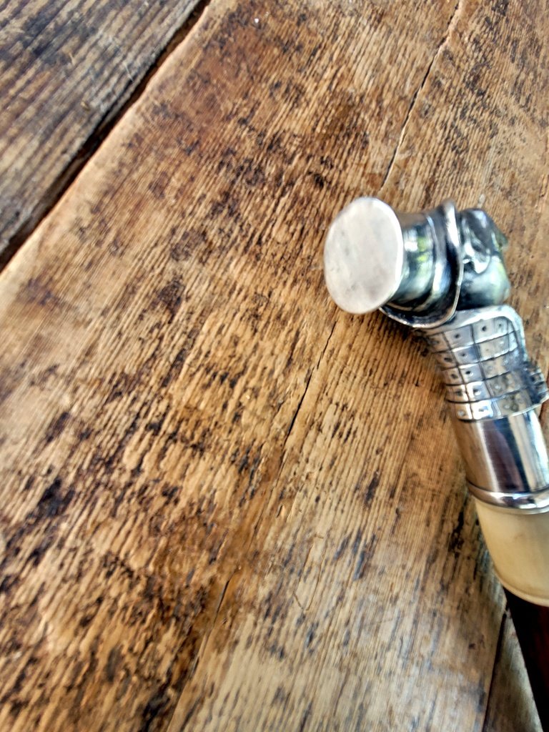  Defense Cane With Silver-plated Bronze Grip And Mahogany Shaft - 19th Century -photo-4